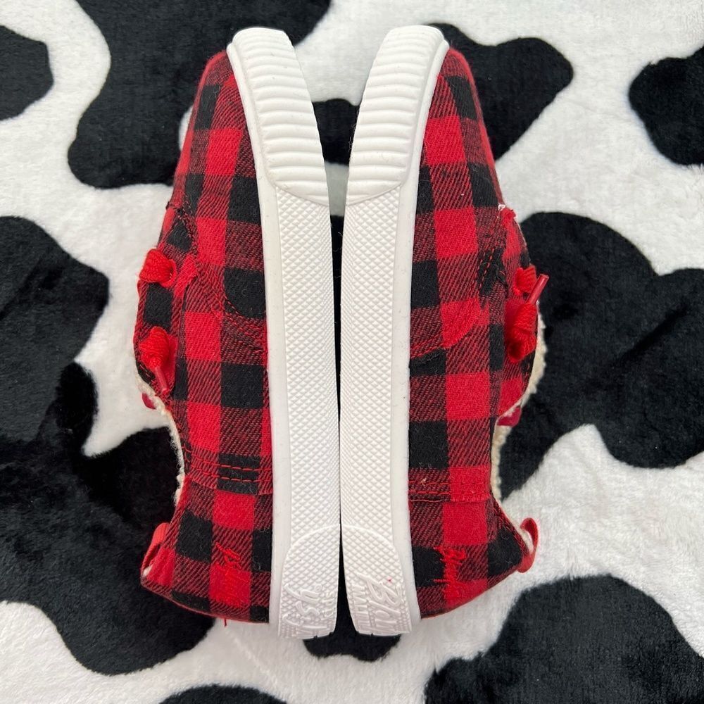Malibu Blowfish Kids Red and Black Buffalo Check Print Sneakers - Picture 5 of 9